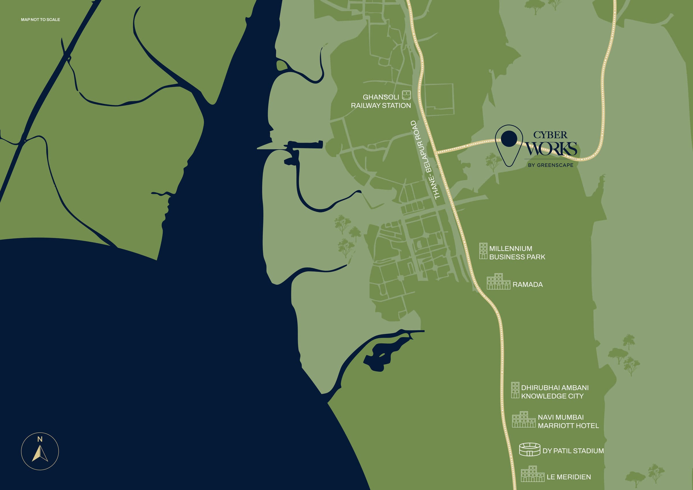 Map showing CyberWorks in Millennium Business Park, Mahape