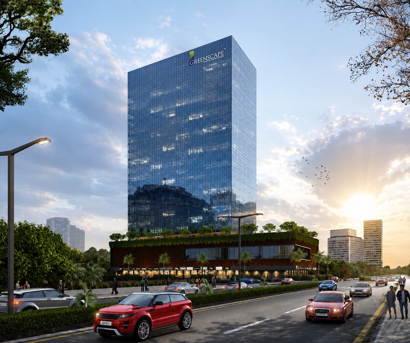 CyberWorks building with landscaped terraces
